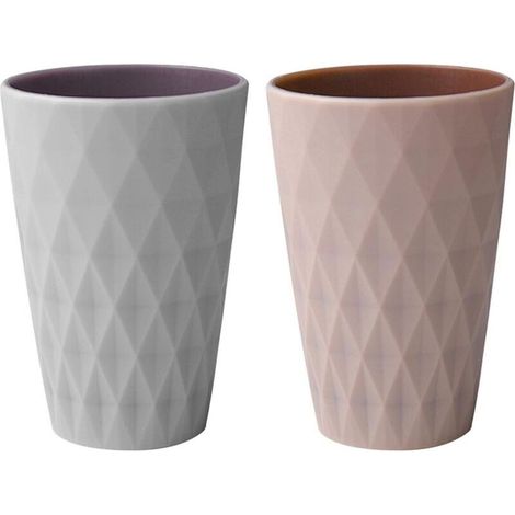 2 pcs Pot Brosse a dent, gobelet Plastique, Accessoires Salle de Bain, Design de Style Nordique, Solide et résistant à la Chute, adapté aux Adultes, aux Adolescents et aux Enfants (Rose) (1/5)