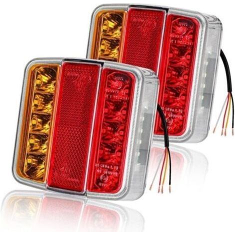 2-teilige Anhänger-Rückleuchten, 26 LEDs, 12 V, Blinker, Bremslichter, Reflektoren, Kennzeichenbeleuchtung, IP67 wasserdicht, multifunktional, für Anhänger, LKWs, Wohnwagen, Transporter und Boote (1/5)