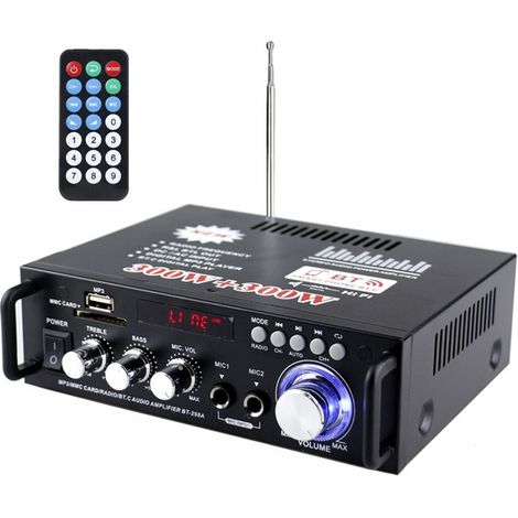 radio FM, Bluetooth 5.0, audio estéreo, 600 W, pantalla LCD, entrada SD/USB, 12 V/220 V, para el hogar y el coche. (1/5)