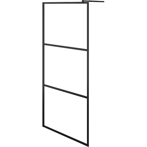 vidaXL Duschwand aus ESG-Glas Schwarz 100x195 cm