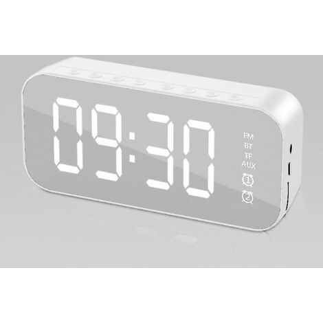 Réveil numérique LED avec haut-parleur Bluetooth et boîte à musique électronique lumineuse de chevet - Blanc (1/5)