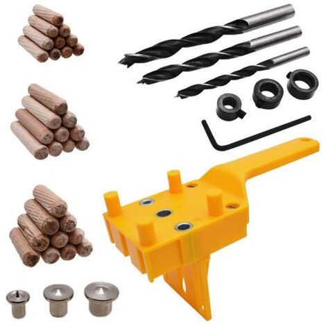 41 Pièces Gabarit De Percage Tourillon, Guide De Percage Avec Butée Parallèle, Kit De Gabarit De Goujonnage, 6mm / 8mm / 10mm, (1/4)