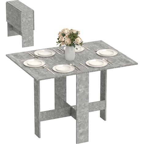HOMCOM Wooden Folding Table Writing Desk Grey