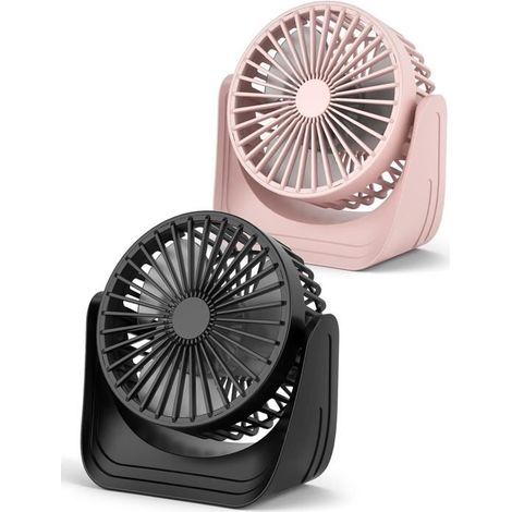 Lot de 2 ventilateurs de table USB avec câble USB C de 2 m, petit ventilateur de table USB silencieux rotatif à 360 ° (1/5)
