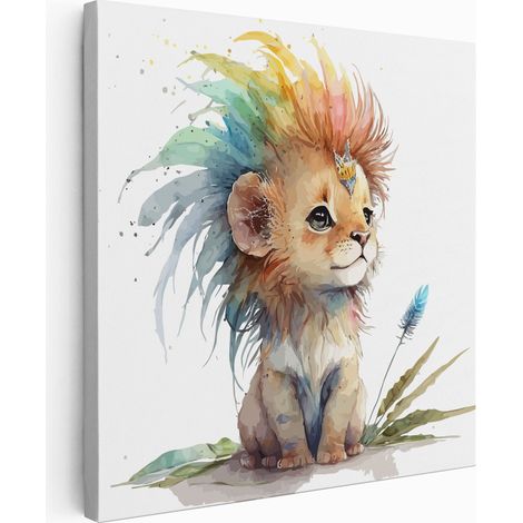 Tableau toile Enfants Carré - Lionceau - 50x50 cm (1/2)