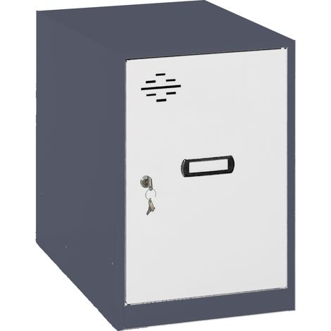 SimonRack Armadietto Spogliatoio Metallico Piccolo, 475x300x500 mm, Armadietto con Chiave, Antracite/Bianco - Simonlocker