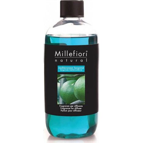 Ricarica Pour Diffuseur A Baton - 500 Ml - Parfum Bergamote Mediterraneenne - Compatible Avec Diffuseurs A Baton