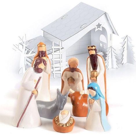 Coffret de fabrication Santons en plâtre & Crèche en carton