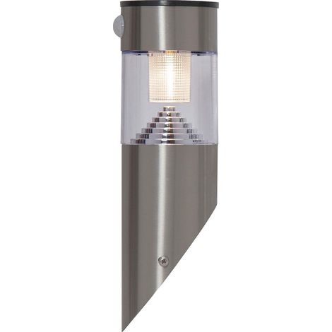 Star Trading Lanterne murale Marbella, lampe murale, acier inoxydable, LED, détecteur de crépuscule, détecteur de mouvement, blanc chaud, extérieur, 29 cm
