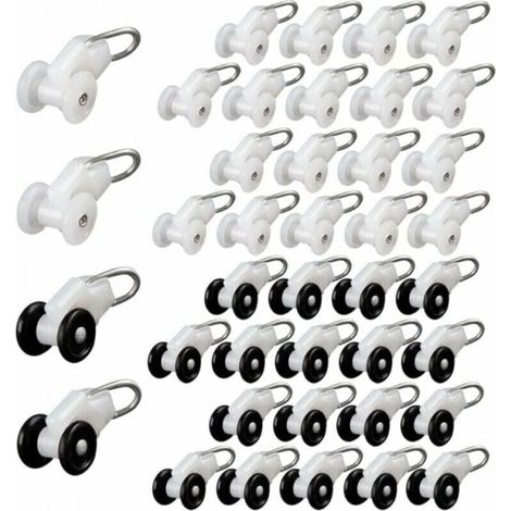 Rouleaux de rail de rideau 40 pièces – Roues de poulie en métal pour rideaux coulissants – Compatible avec la plupart des rails de rideau