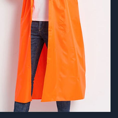 Wasserdichter, langer, dicker, reflektierender Poncho, wiederverwendbar, winddichter Regenmantel, Outdoor-Regenjacke, Orange, Größe XXXXL (1/2)