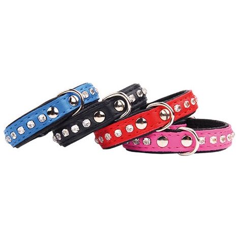 Collier en cuir avec garnitures brillantes COU EN CUIR ROUGE NECKLACE TAILLE 3 (1/3)