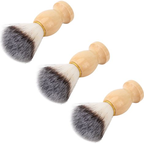 3 Brosses à Barbe en Poils Naturels - Manche Bois Ébène, Pour Barbe Dense et Soin Quotidien Homme (1/5)