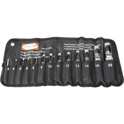 SET PUNZONI FUSTELLE METRICHE 13 PZ PEZZI PER CUOIO 3 22 mm PELLE CINTA 135 SK
