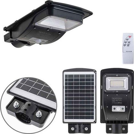 Aplique solar solar street light con sensor ip65 1x50w led 450lm 6400k l.18,7xan.36xal.5,5cm negro
