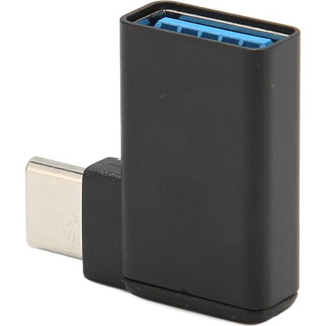 Adaptateur USB vers USB-C coudé à 90° (femelle vers mâle) - Connecteur Plug and Play pour PC, ordinateur portable et console de jeux (1/4)