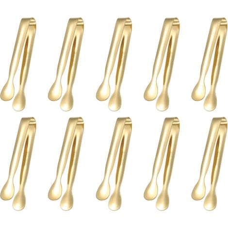 Lot de 10 pinces de service en acier inoxydable, résistantes à la rouille, 1,6 x 11 cm, dorées, pour buffet (1/5)