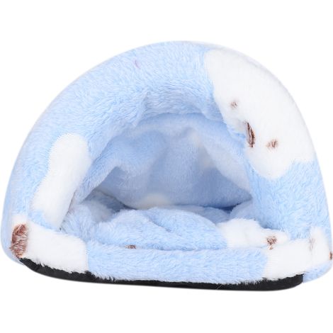 Mini cage de couchage d'hiver pour animaux de compagnie, amovible, pour Hamster, cochons d'inde, maison chaude, grotte (bleu M) (1/5)