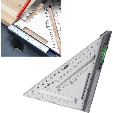 Équerre horizontale de précision en alliage d'aluminium pour le travail du bois, avec triangle détachable, couleur argent. (1/5)