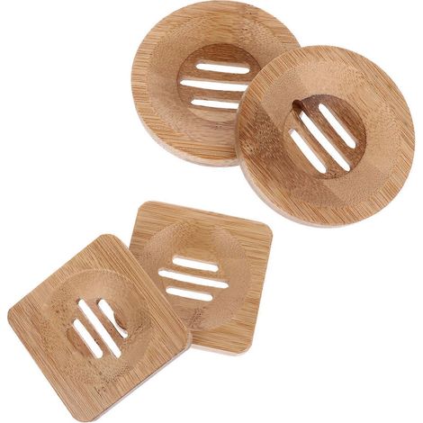 Porte-savon en bambou, compatible avec 4 pièces, couleur kaki. (1/5)
