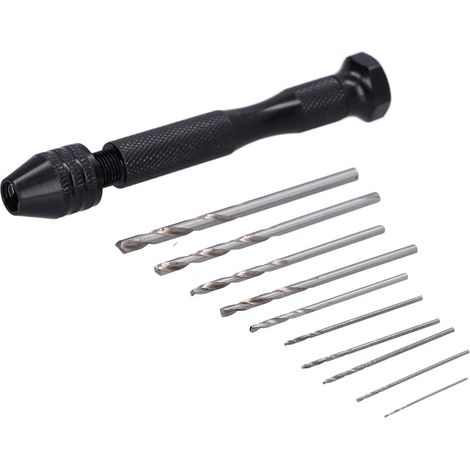 Mini trapano, set di morsa a perno, mini trapano manuale con punte elicoidali, design formato penna, impugnatura filettata, mandrino in acciaio ad alta velocità per morsa per ambra, noce, perla, cera 
