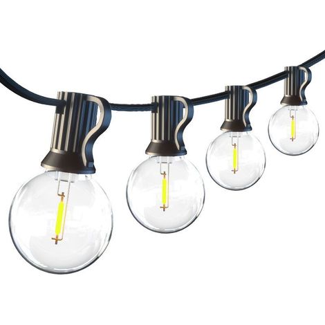7,62 m de guirlandes lumineuses à LED d'extérieur, guirlandes lumineuses d'extérieur, ampoules LED 2700 K pour cour, jardin, fête. (1/3)