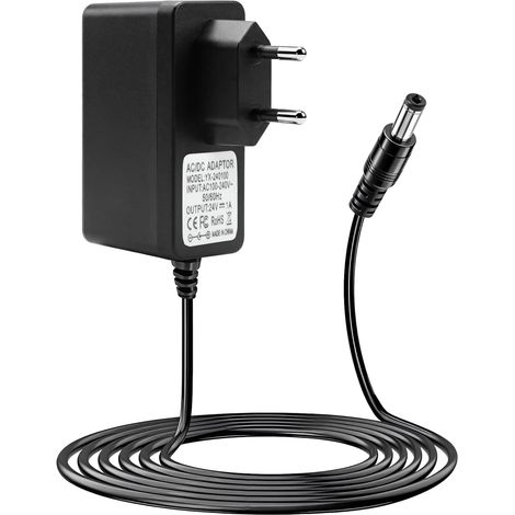 Alimentation 24V DC 1A 24W avec Câble 1 m, Adaptateur Secteur 24V 1A 24W AC 100-240V, Transformateur 220V 24V Universel pour LED, Routeur, Caméra, Humidificateur et Appareils DC (1/5)