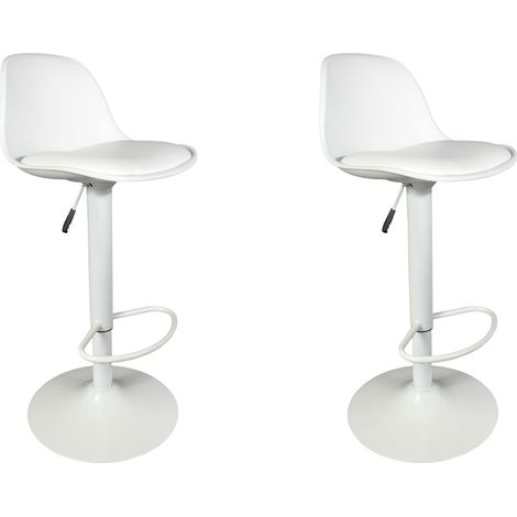 Lot de 2 Tabourets de Bar - HOME DECO FACTORY - Isak - Réglables - Blanc (1/5)