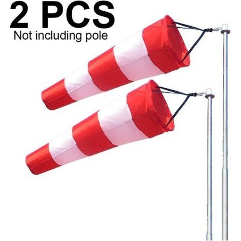 2 Pcs Extérieur Suspendus Girouette Rip-Stop Windsock Rotatif Windsock Anémomètres Externes (Rouge et Blanc) (1/5)