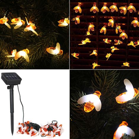 Solar-Lichterkette, 6 m, 30 LEDs, niedliche Bienen, 8 Modi, warmweiß, für Partys, Garten, Zuhause, Festdekoration (1/5)