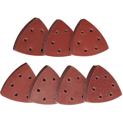 YMYNY Triangl Poncag, Sanding Triangle 70, Sanding Triangles with Velcro Fastener, 6 Holes, Grit 60/80/120/180/240/320/400, Set of Triangular Sanding Triangle Sandpaper for Triangle Sander