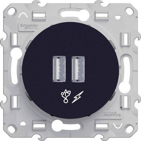 SCHNEIDER ELECTRIC Prise chargeur double usb Odace, gris anthracite