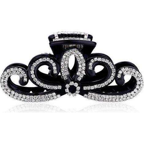 Suoirblss Damen-Haarspange, Strassverzierung, große Größe, für dickes Haar (Schwarz), WZ-1539R (1/5)