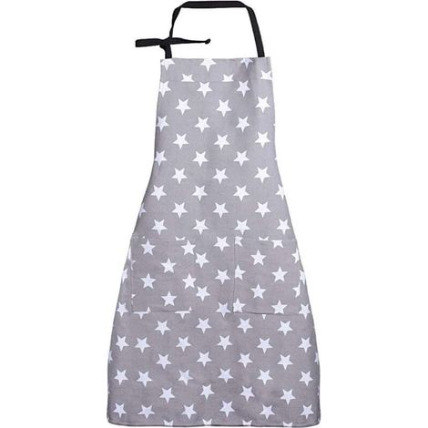 Delantal de cocina (gris), delantal de cocina para mujer, delantal ajustable de lino y algodón para cocina familiar, restaurante, barbacoa. (1/4)