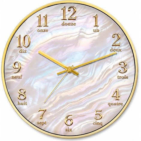 Horloge murale ronde silencieuse 25 cm cadre fin doré aiguilles dorées dcm365 10 25 cm 600 g – Livraison gratuite