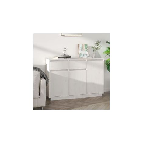 Buffet blanc 110x34x75 bois massif de pin (1/5)