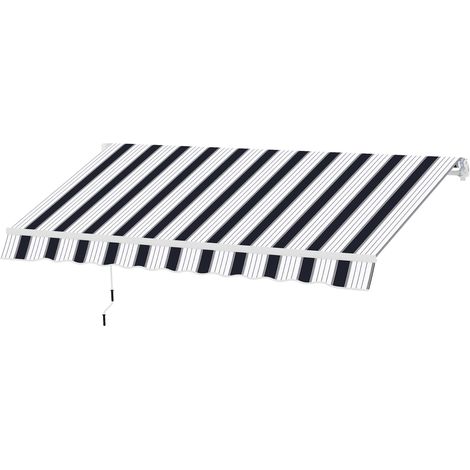 Outsunny Tenda da Sole 2.5x2 m Avvolgibile Manuale da Esterno Blu e Bianco (1/7)
