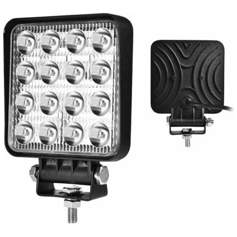 BUNTHAUS Carré phare de travail led 12-24V 48W 6500K IP67 lampe de travail led Rampe Phares Longue Portee Spot feux de travail pour Camion Tracteur Offroad Voiture Tout-Terrain SUV feu antibrouillard (1/4)