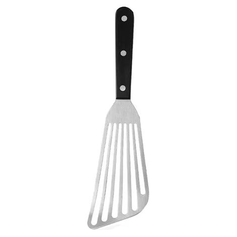 Spatule Poisson - Acier Inoxydable - Tête Ajourée - Manche En Bois - Pour Poisson Filet Oeuf Crêpe - 1 Pièce