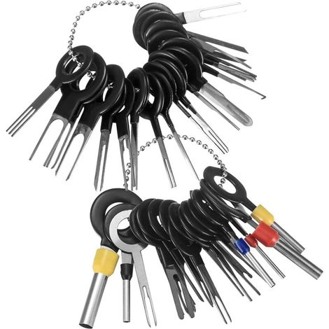 Werkzeug zum Öffnen von Fahrzeugen, Werkzeugset zum Entfernen von Kfz-Anschlüssen, Werkzeugset zum Entfernen von Kfz-Kabelsteckern, Auszieherset für Crimp-Steckverbinder in der Kfz-Elektrik (41-teilig (1/4)