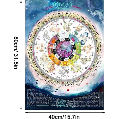 Calendrier Lunaire 2022 Déco Maison [Yue Xinghui] - 1 Calendrier Par Sachet, Poster Mural Art Lune, Agenda Annuel de Décoration Intérieure (1/5)