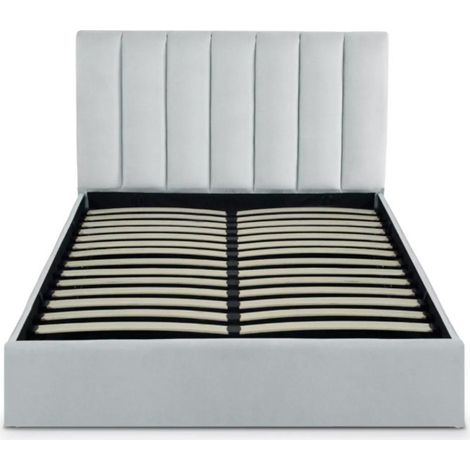 Lit Coffre Design Velours "Songa" 140x190cm Argent (1/3)