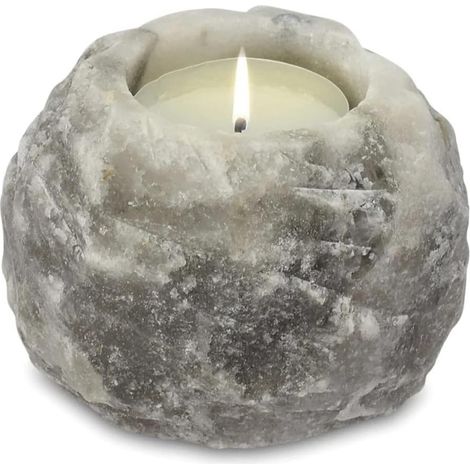 Portacandela di Sale Himalayano Grigio naturale 1Kg