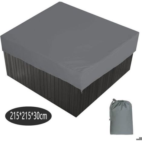 Couverture Thermique Pour Spa - Polyester 190T - Dimensions 207x207x30 cm Et 215x215x30 cm - Carrée - Gris Beige Noir Café - 1 Pièce (1/4)