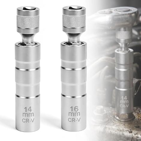 Spark Plug Wrench 14mm+16mm 2pcs Magnetic Universal Flexible Spark Plug Removal Tool Set (1/5)