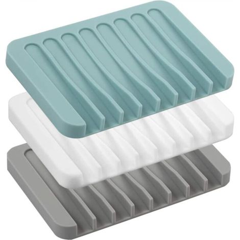 3-Pack Silicone Soap Dishes, Soap Holders, Soap Boxes, Waterproof Non-Slip Soap Baskets for Bathroom and Kitchen