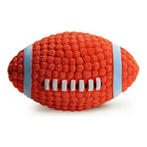 Jouet de football résistant pour chien : un jouet à mâcher couineur rempli de latex naturel doux et de coton de qualité supérieure. Convient aux petits chiens. Jeu de lancer-rapporter interactif.