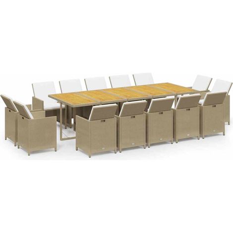 Maison Exclusive - Set da Pranzo da Giardino 15 pz con Cuscini in Polyrattan Beige (1/5)