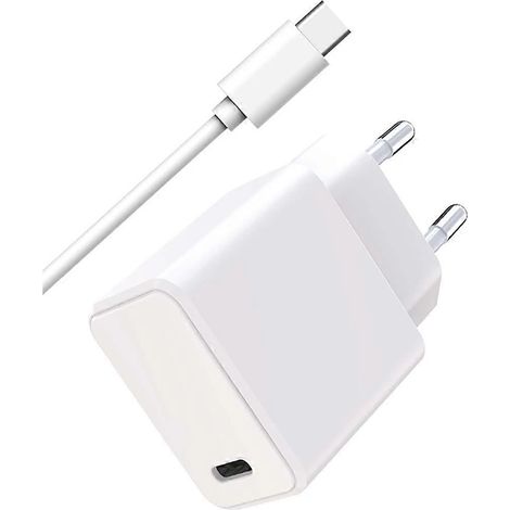 Compatible avec un adaptateur secteur USB-C de 20 W, livré avec un câble de données USB-C vers USB-C de 1 mètre, blanc. (1/4)