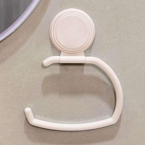 Set di 2 portasciugamani a ventosa adesiva senza foratura, colore bianco sporco. (1/4)